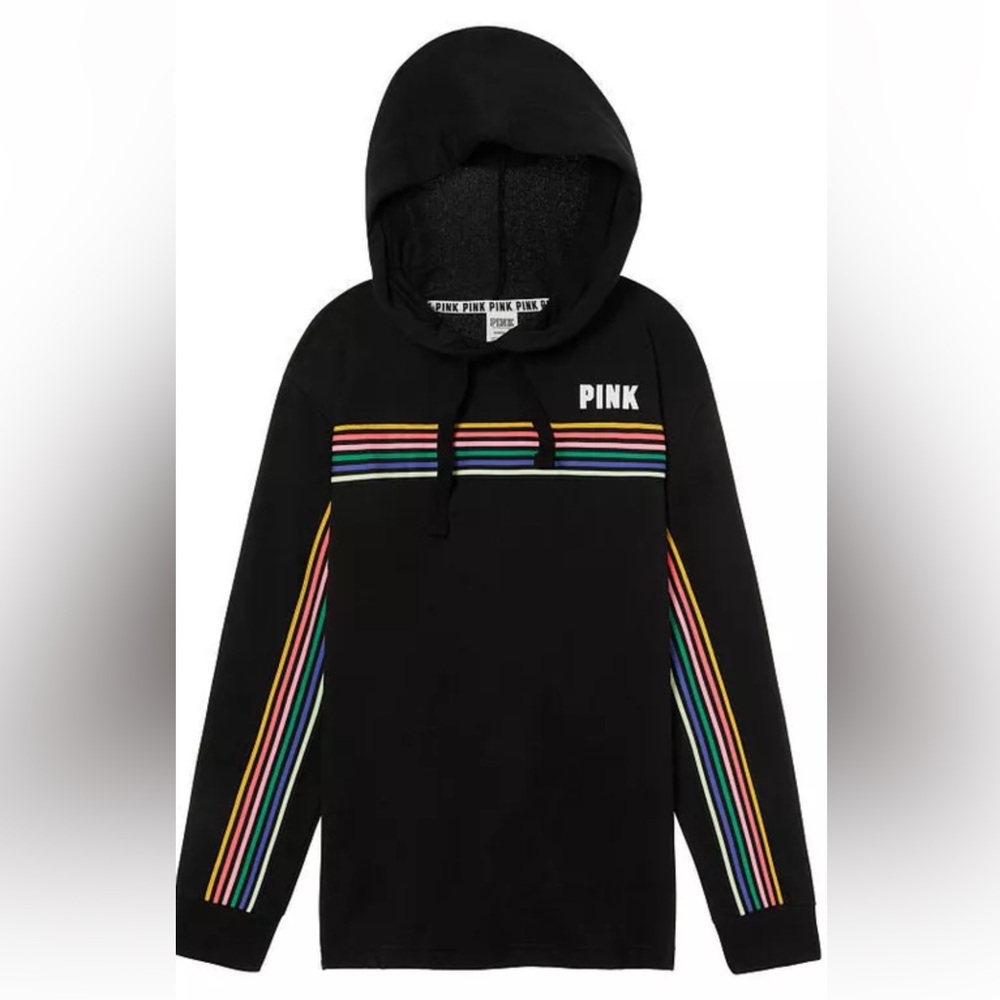 Victoria's Secret PINK rainbow hoodie in black and multi-colour
Size XS